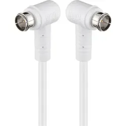 Goobay 67344 Gewinkeltes SAT Antennenkabel (80 dB), 2x geschirmt, 5 m, Weiß - F-Stecker (Quick) 90° > F-Stecker (Quick) 90° (vollständig geschirmt)