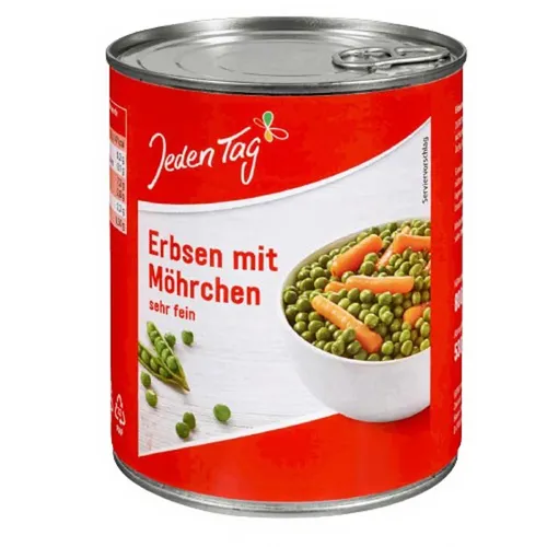Jeden Tag Gemüse Dose: Erbsen mit Möhren, 400 g, eine vielseitige Zutat für Suppen, Eintöpfe und Beilagen
