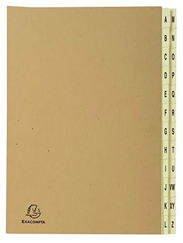 EXACOMPTA Fächermappe Ordnungsmappe mit 24 Fächern von A-Z Kraft, A4, Kraft braun, 22229E, Fester Deckel dehnbare Ordnungsmappe