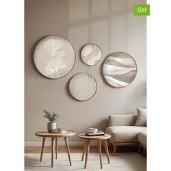 ABERTO DESIGN 4er-Set: Gerahmte Holzkunstdrucke