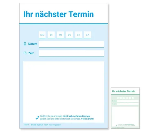 Frank Paperman Terminplaner, 600 Terminzettel, 12 x Terminblock à 50 Blatt, 1 Termin, für Ärzte, Heilpraktiker, Physio, Massage, Studios u.v.m.
