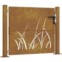 vidaXL Gartentor mit Gras-Design, abschließbar - Flügeltore aus robustem Cortenstahl mit elegantem, lasergeschnittenem Design. Ideal für Garten oder Terrasse, bietet Sicherheit und Stil in einem.