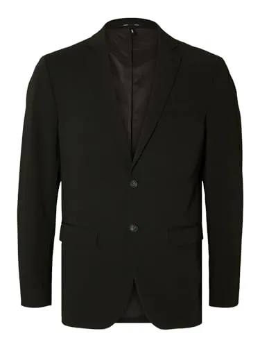 SELECTED HOMME Sakko - eleganter Slim Fit Blazer für Herren in Schwarz Größe 58 - Business- & Abendmode für Herren, modernes Design mit schmaler Passform und 2-Knopf-Verschluss, ideal für stilvolle Anlässe.