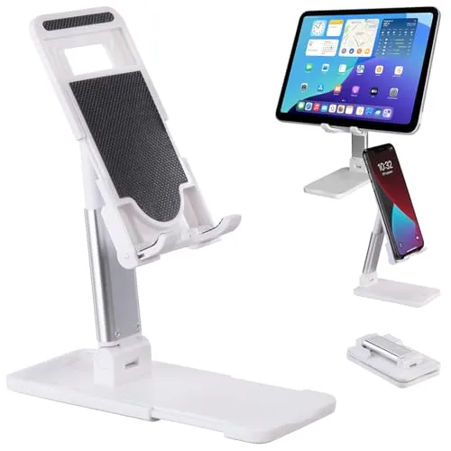 Callstel Tablet Ständer: Verstellbare Universal-Handy- & Tablethalterung, klappbar, rutschfest (Halterung, Handyhalterung Tisch, PC)