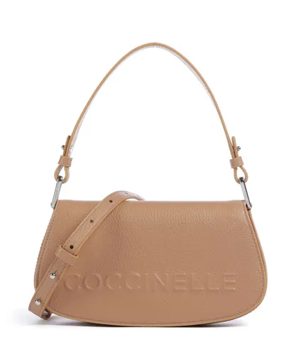 Coccinelle Myrtha Maxi Logo Schultertasche hellbraun von Coccinelle