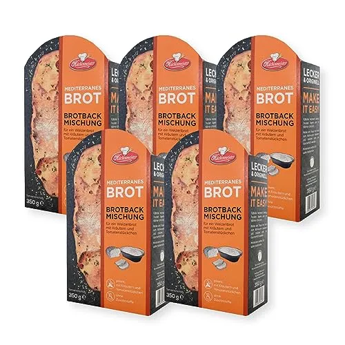 BIELMEIER 1,75 KG KÜCHENMEISTER Brotbackmischung mit Backschale Mediterranes Brot a 0,35 KG Frießinger Mühle