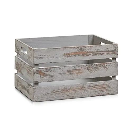 Zeller Present Vintage Holzkiste – 25x35 cm - Praktische Aufbewahrungskiste im Vintage-Design, ideal für Haushalt und Garten. Aus hochwertigem Holz gefertigt und mit seitlichen Griffen für einfache Handhabung. Perfekt für Hochzeiten im Landhaus-Stil!