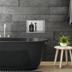 LuxeBath Duschwand Wandnische mit Edelstahlrahmen - Duschwände für Badezimmer, flexible Befliesbare Nische in Silber, ideal zur optimalen Raumausnutzung und stilvollen Aufbewahrung.