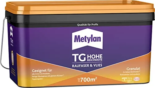 Metylan TG Hohe Reichweite Tapetenkleister 5kg - Tapetenkleister für Raufaser, Vlies und Papier mit hoher Reichweite für bis zu 700 m². Einfach anzuwenden, staubarm und ideal für Allergiker.