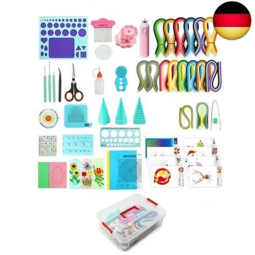 YURROAD Papier-Bastelset, Quilling-Set mit 1.740 Streifen, inkl. Werkzeug und Aufbewahrungsbox