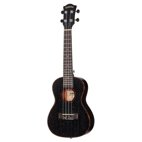 Cascha Premium Konzert Mahagoni Ukulele Set Schwarz - Premium Konzert Ukulele Set in Schwarz aus Mahagoni, ideal für Einsteiger & Fortgeschrittene, inklusive Tasche und 3 Plektren für optimalen Spielkomfort.