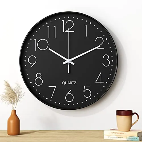 Uootach Wanduhr, 30 cm (12 Zoll), Moderne Wanduhr (Schwarze weiße Zeichen)