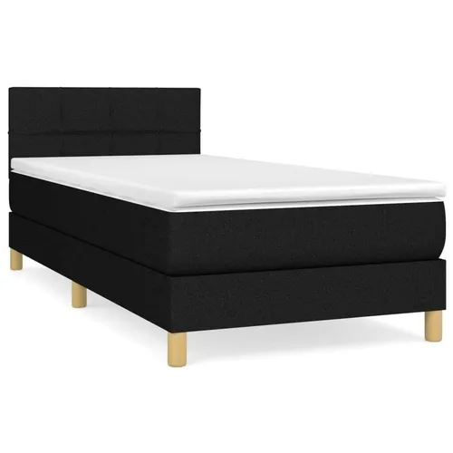 vidaXL Boxspringbett 90x200cm Schwarz mit Matratze - Schwarzes Boxspringbett mit höhenverstellbarem Kopfteil und hochwertiger Taschenfederkernmatratze für erholsamen Schlaf und maximale Entspannung.