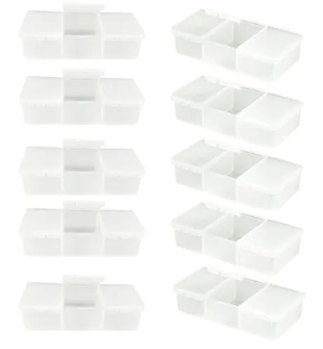 com-four® 10x Mini Tablettenbox mit drei Fächern - Medikamentendosierer für den Haushalt - transportable Medikamentenbox - Pillendose (10 Stück - transparent)