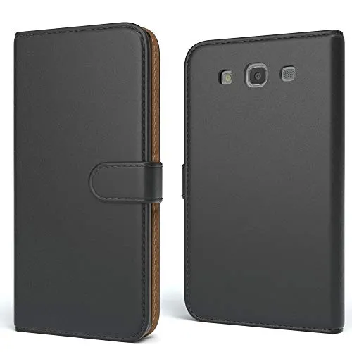 Produktbild EAZY CASE Tasche kompatibel mit Samsung Galaxy S3 / S3 Neo Schutzhülle mit Standfunktion Klapphülle Bookstyle, Handytasche Handyhülle mit Magnetverschluss und Kartenfach, Kunstleder, Schwarz