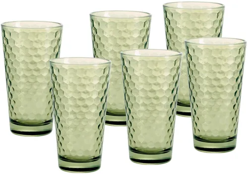 Ritzenhoff & Breker Longdrinkglas Favo 6er Set - Longdrinkgläser mit 350 ml Volumen, ideal für große Durstlöscher und beeindruckende Wabenstruktur für einen stilvollen Genuss.