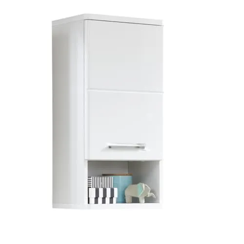 trendteam smart living - Monte Hängeschrank - Weiß Hochglanz - Hängeschrank fürs Bad mit modernem Design, pflegeleichtem Material und FSC-Zertifizierung für nachhaltige Waldwirtschaft. Maße: 37 x 76 x 28 cm.