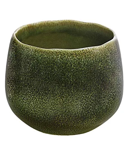 Dehner Blumentopf Linn, Ø 21 cm, dunkelgrün, handgefertigt - Eleganter Blumentopf aus hochwertiger, lasierter Keramik. Handgefertigt mit einzigartiger Oberfläche für stilvolle Akzente in Ihrem Zuhause. Ideal für Pflanzen und Dekoration.