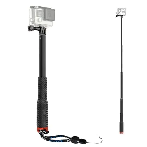 94cm Ausziehbar Selfie Stick Pole Kompatibel mit Gopro Hero 13 12 11 10/ DJI Osmo Action 4 5 Pro/AKASO EK7000 V50 X/WOLFANG Action Kamera, Action Cam Unterwasser Zubehör