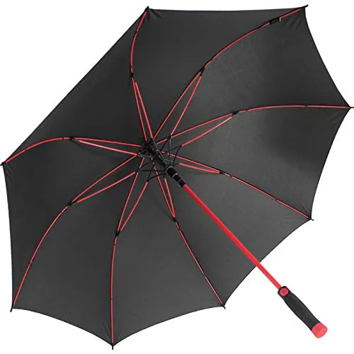 iX-brella XXL Stockschirm - Automatik Schwarz-Rot - Stockschirm für zwei Personen mit 1,3 m Durchmesser, leicht und stabil durch Fiberglas-Gestell. Ideal für schlechten Wetter, ein echter Hingucker in Schwarz-Rot.