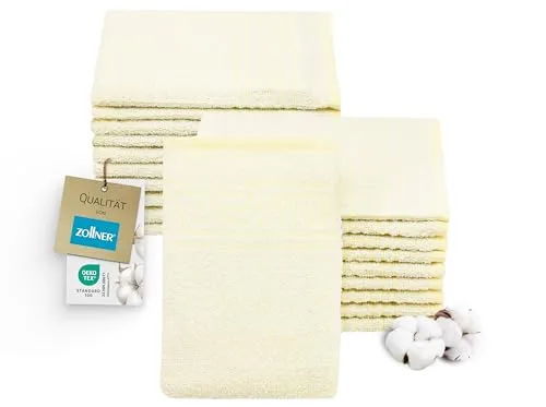 ZOLLNER 20er Set Waschlappen - hautfreundliche und saugstarke Waschhandschuhe in gelb - Mischgewebe - 16x22 cm - waschbar bis 95°C - Oeko Tex® Zertifiziert