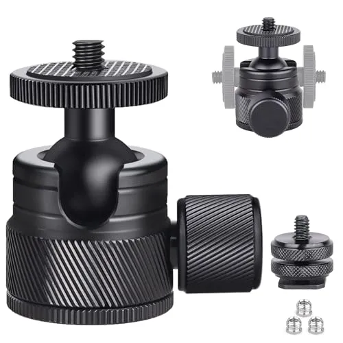 Produktbild Mini-Kugelkopf, ARTCISE Ganzmetall-Mini-Stativ-Kugelkopf mit Abnehmbarer 1/4-Blitzschuhhalterung für Kamera, DSLR, Stativ, Monitor, Licht, maximale Belastung 3 kg