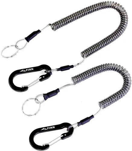 2er Spiralkabel, Schlüsselanhänger, Sicherungsband, Sicherungsseil & Karabiner