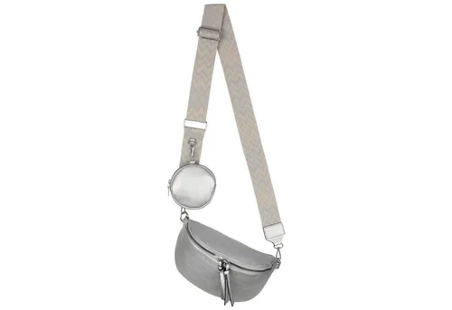 Bauchtasche Umhängetasche Kunstleder Crossbody-Bag Italy-Design SILVER (YB-5566)