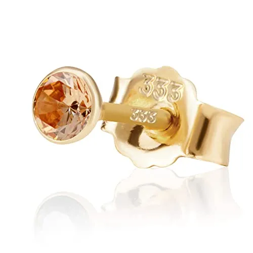 NKlaus 3,0mm 333 Gelbgold Ohrstecker mit Champagne Zirkonia in beige von NKlaus