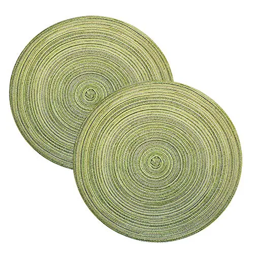 Haus und Deko 2er Set Platzset abwischbar rund ca. 40 cm Tischset Untersetzer meliert #2228 (grün)