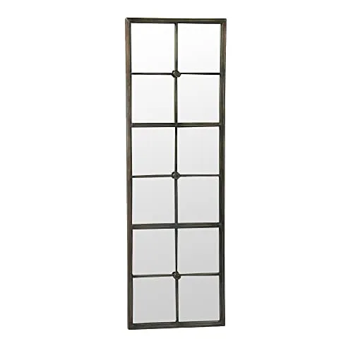 Länglicher Spiegel BASTION Antik im Landhausstil - Spiegel im Landhausstil, 127 cm hoch, mit elegantem antikem Metallrahmen in Braun, ideal für Wohnzimmer und Flure.