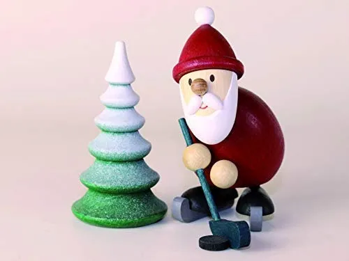 Holzfigur Weihnachtsmann Eishockeyspieler - Weihnachtlicher Zierschmuck, handgefertigte Figur aus dem Erzgebirge, bringt festliche Stimmung und ist ein einzigartiger Blickfang für Ihr Zuhause.