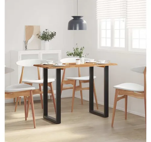 furnicato Esstisch Echtholz 110 x 50 x 76 cm in Schwarz - Stilvoller Esstisch aus echtem Massivholz, ideal für Küche und Esszimmer. Mit robusten Eisenbeinen und einzigartiger Tischplatte, die jeden Raum aufwertet. Einfach zu reinigen und leicht aufzubauen.