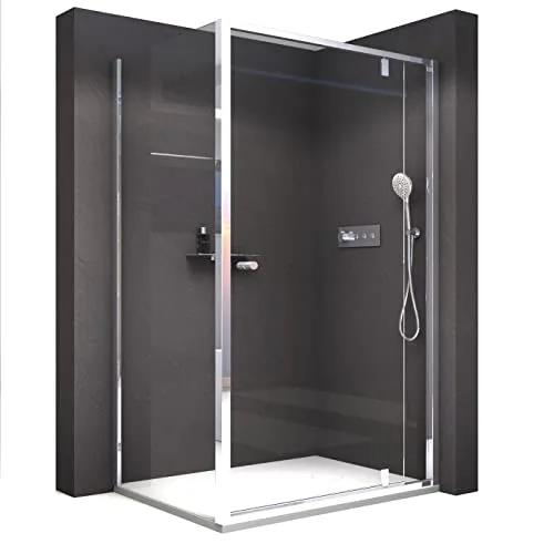 BERNSTEIN Duschkabine mit Drehtür Eckdusche NT606 FLEX - Dusche Türelement x Breite: 90x120cm aus 6mm ESG Klarglas - Profilfarbe Chrom