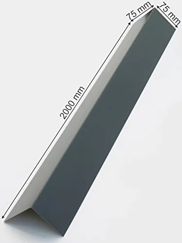 Aluminium Winkelblech 2000 mm 90° 75x75 mm 0,8 mm Stärke RAL 7016 Anthrazit Grau Blechwinkel Dachabschluss Fassadenabschluss Mauerabdeckung UV-beständig mit Schutzfolie