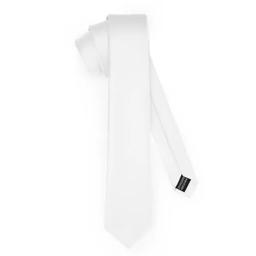 Ladeheid Klassische Herren Krawatte, matt, Perfekt für Büro & Festlichkeiten, Vielfältige Farben - Ideal für Geschäftsmeetings, Hochzeiten TMM-7 (150cm x 7cm, Weiß)