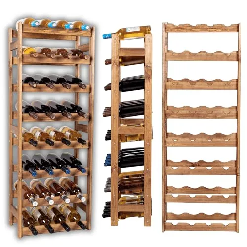 MODO24 Flaschenregal für 32 Flaschen aus Holz - Flexibles Weinregal zur optimalen Lagerung von 32 Flaschen. Das elegante Design passt in jedes Zuhause und sorgt für eine sichere und stilvolle Präsentation Ihrer Weinsammlung.