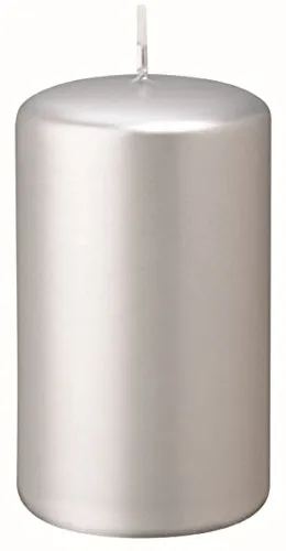 Stück Stumpen Kerzen, Adventskranzkerzen Silber (gelacktes Silber) 10 x 7 cm, Kopschitz Kerzen Marken Kerzen in RAL Kerzen Qualität 4