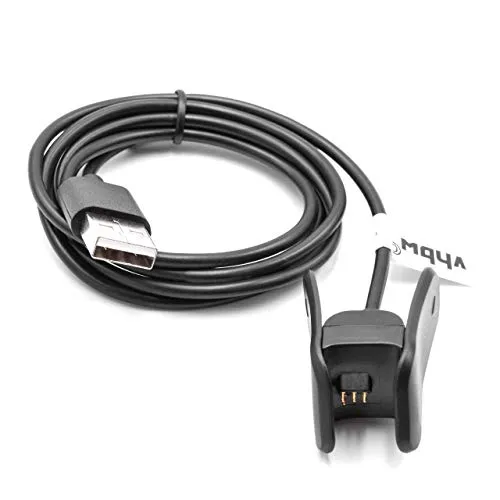 vhbw USB Ladekabel kompatibel mit Garmin Vivosmart 4 Smartwatch Fitnesstracker - Ladestation Schwarz, 94 cm