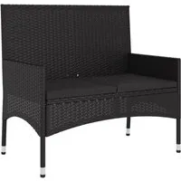 vidaXL Gartenbank 2-Sitzer mit Kissen und Armlehnen in schwarz von vidaXL