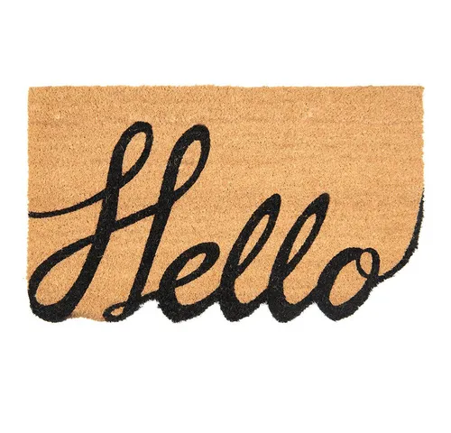 Clayre & Eef Fußmatte Fußmatte Kokosfaser 75x45 Home Hello rutschfest Türmatte, Rechteck, Schmutzfangend und Pflegeleicht