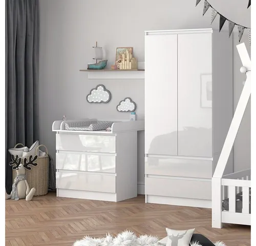 Vicco Wickelkommode Emma, Weiß Hochglanz, multifunktional