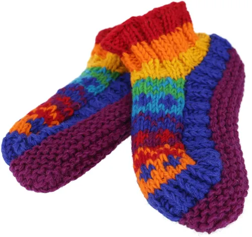 Guru-Shop Haussocken Wollhausschuhe 37-39, handgestrickte Hippie..