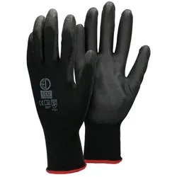 Ecd Germany - 24 Paar PU-beschichtete Arbeitshandschuhe Größe 7-S, Schwarz - Robuste und atmungsaktive Montagehandschuhe, ideal für präzise Arbeiten in Handwerk und Garten. Rutschfest und komfortabel, perfekt für jeden Einsatz!