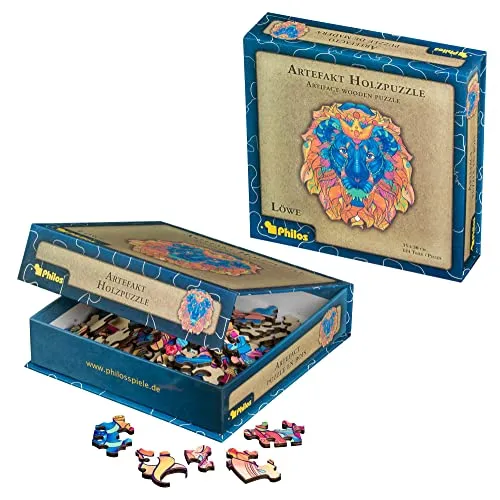 Philos 9025 - Artefakt Holzpuzzle Löwe, 124 Teile, in magnetischer Klappschachtel