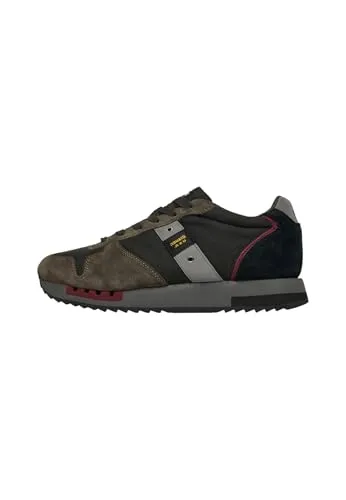 BLAUER QUEENS01 Herrenschuhe Sneakers in Schwarz, Militärgrün und Grau - Wanderschuhe aus hochwertigem Wildleder und Stoff, ideal für Outdoor-Abenteuer mit optimalem Tragekomfort.