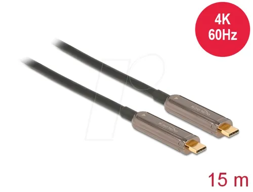 DELOCK 84104 - Aktiv Optisches USB-C Video Kabel 4K 60Hz, 15 m - USB-Grafiklösungen für verlustfreie 4K Ultra HD Übertragung über 15 m, ideal für hochwertige Videoanwendungen und lange Distanzen.