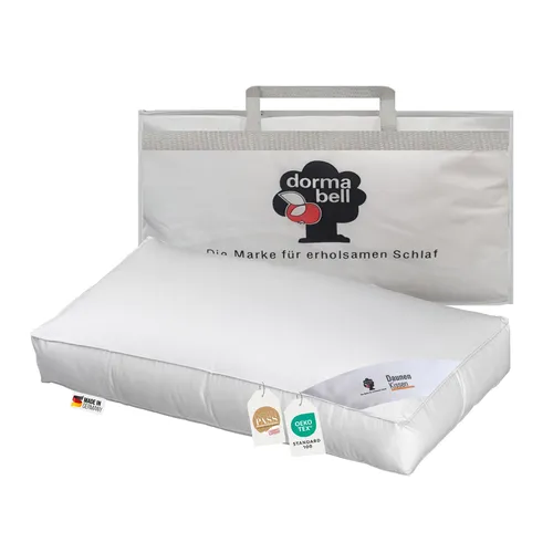 Dormabell Premium Daunen Nackenstützkissen 40x80 cm - Ergonomisches Kopfkissen mit 10 cm Außensteg für optimale Unterstützung der Halswirbelsäule. 100% Gänsedaunen außen sorgen für luxuriösen Schlafkomfort und angenehme Wärmeisolation. Pflegeleicht und waschbar bis 60 °C.