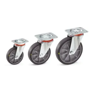 fetra Lenkrolle 125 x 32 mm - Tragkraft 135 kg - Lenkrollen mit 135 kg Tragkraft, ideal für ESD-sensitive Bereiche. Robustes Stahlblechgehäuse und spurloses TPE-ESD-Rad für höchste Präzision und Sicherheit.