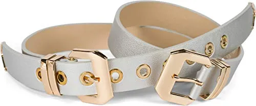 styleBREAKER Damen Gürtel mit doppelter goldener Schnalle - Eleganter Damen-Gürtel mit doppelter Schnalle und goldenen Details, kürzbar für perfekten Sitz, ideal für Taillierung oder als Hüftgürtel.